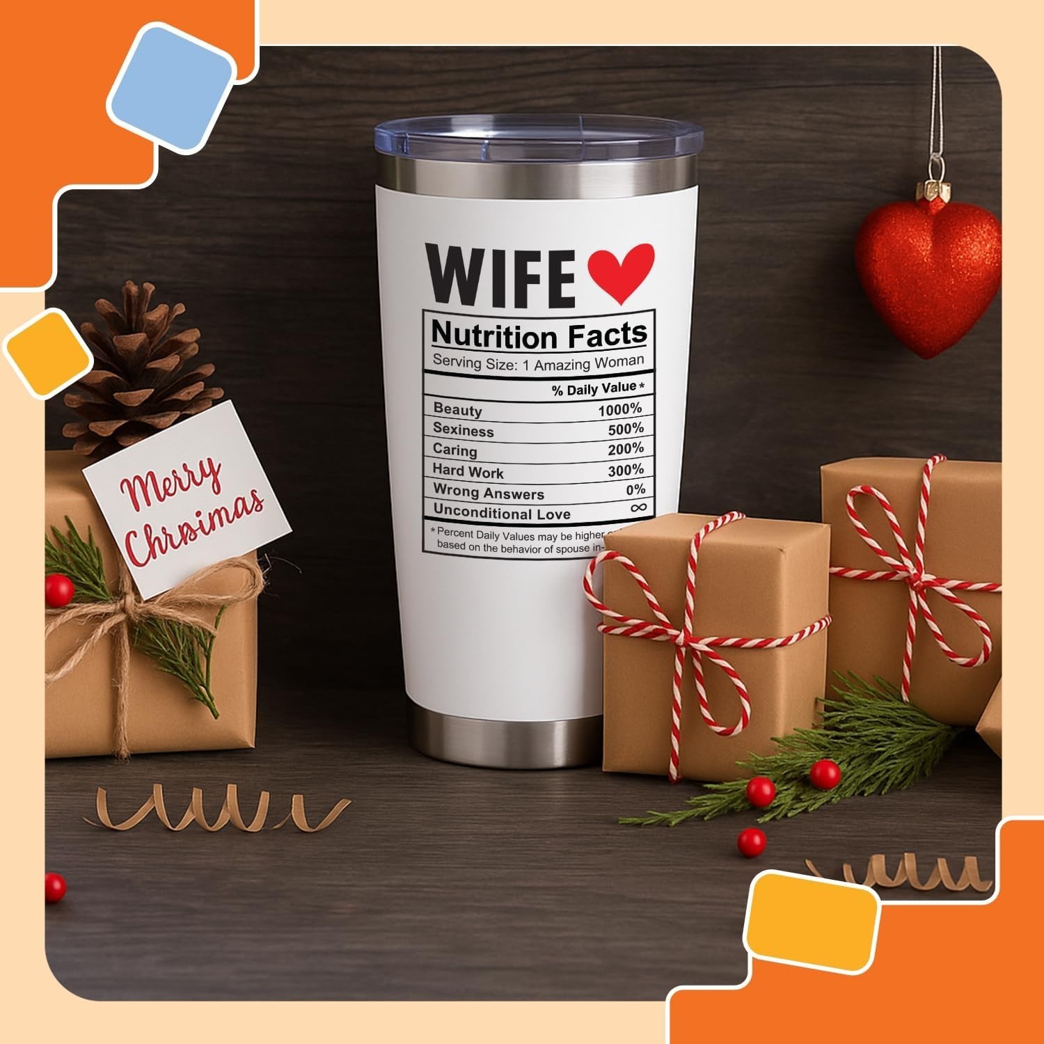 Romantic 20 Oz Stainless Steel Tumbler – Perfect Gift for Celebrating Wifey