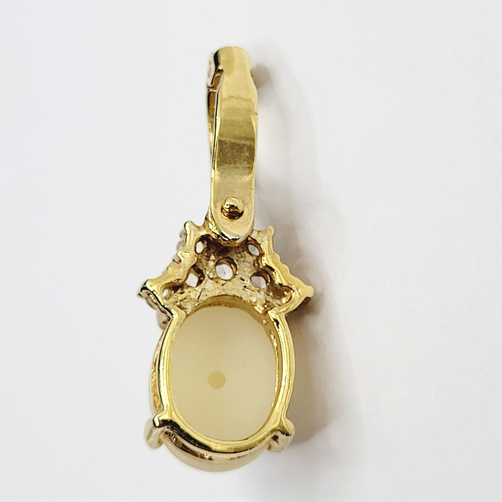 Faux Pearl Prong Set Crystal Rhinestone Crown Gold Tone Open Latch Bail Pendant