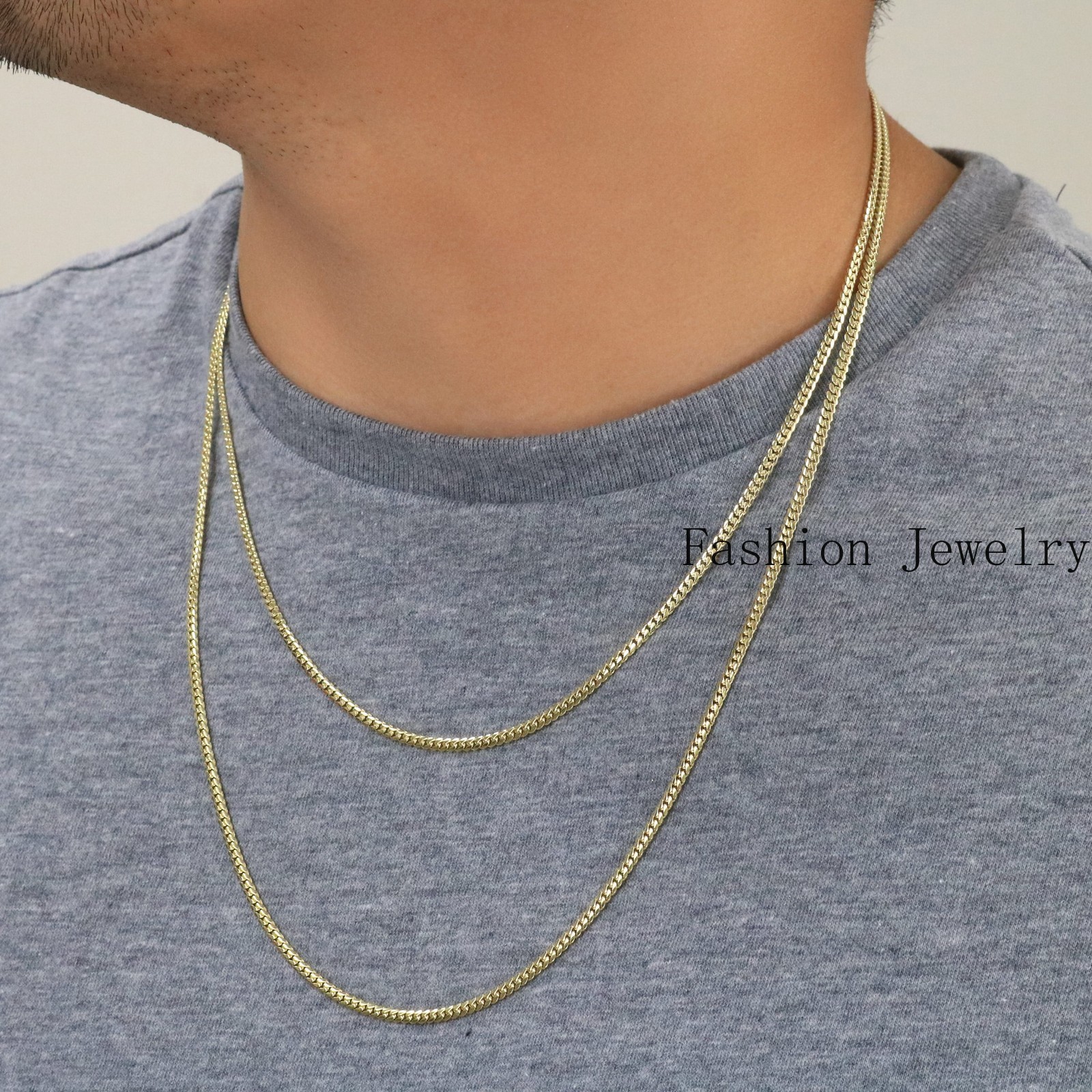 18K Yellow Gold Solid 2.7mm-7mm Miami Cuban Chain Necklace Mens Womens 16″-30″