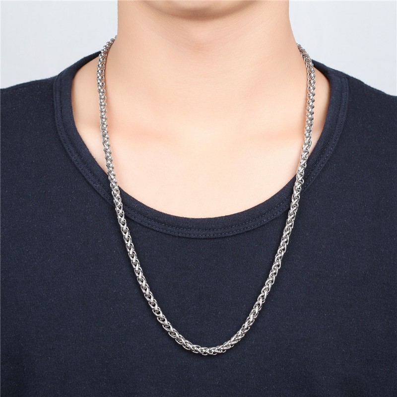 2.5mm Woman Man Stainless Steel Wheat Braided Chain Necklace 16-36” Link Jewelr