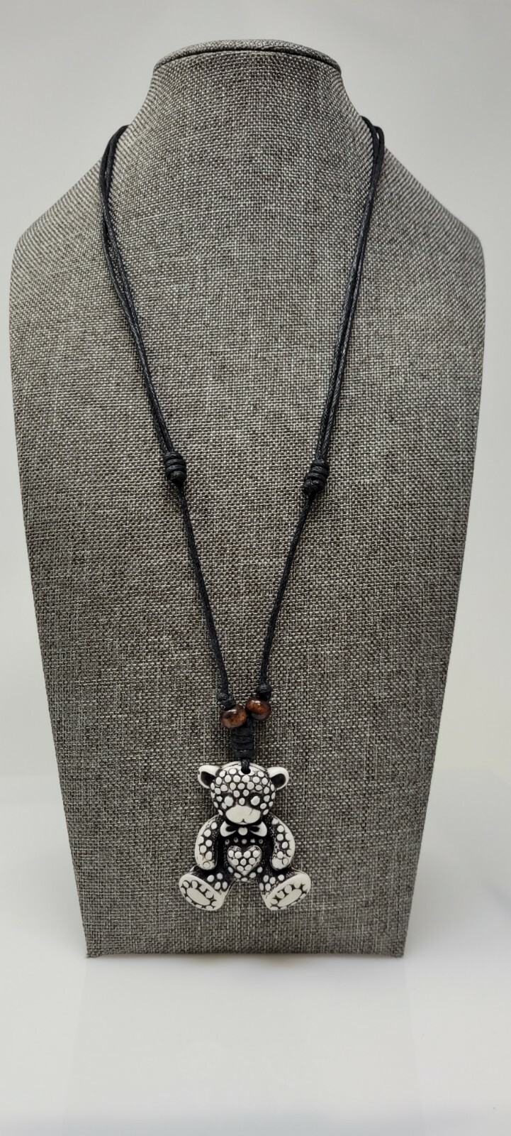 Teddy bear necklace white bear necklace adjustable necklace animal necklace