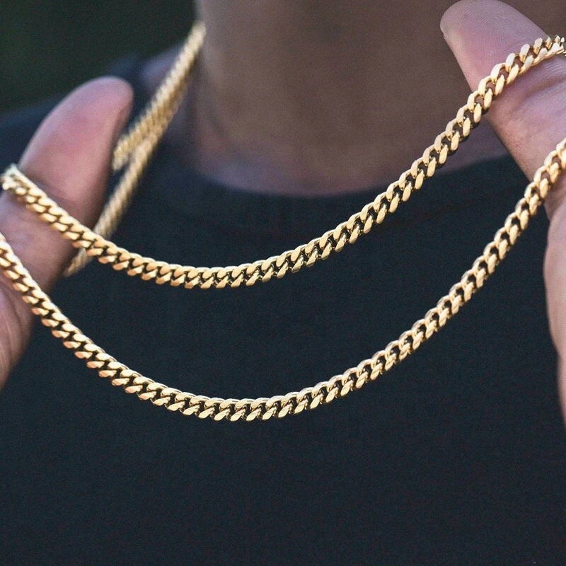 3/5/7/9/11mm Stainless Steel Cuban Curb Chain Silver/Black/Gold Necklace Chain