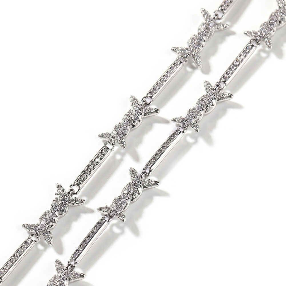 5A Iced Out CZ Chain Spiked Gold Plated Choker For Men Women Hip Hop Necklace