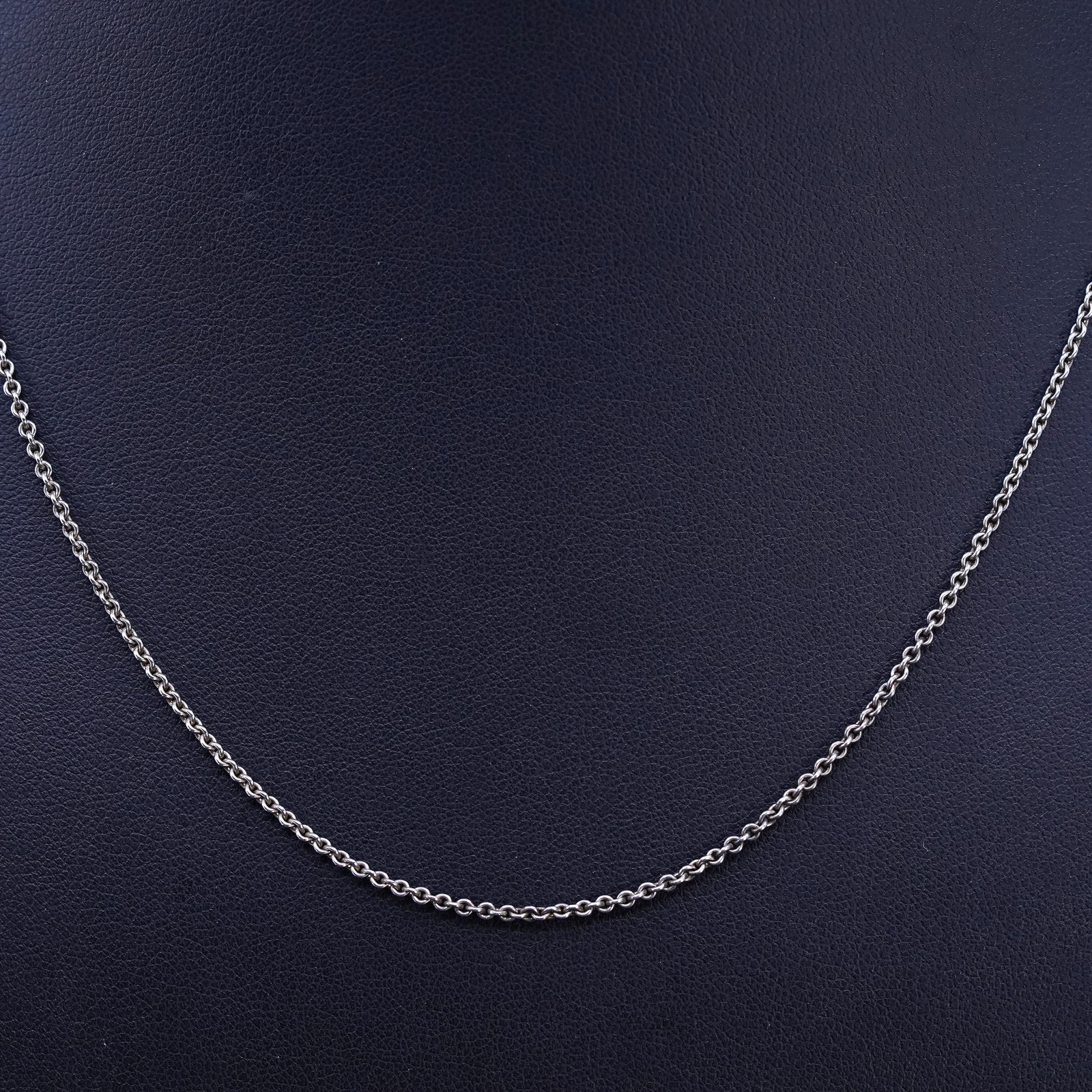 16+2” 1.6mm, vintage Sterling 925 silver necklace, textured circle chain
