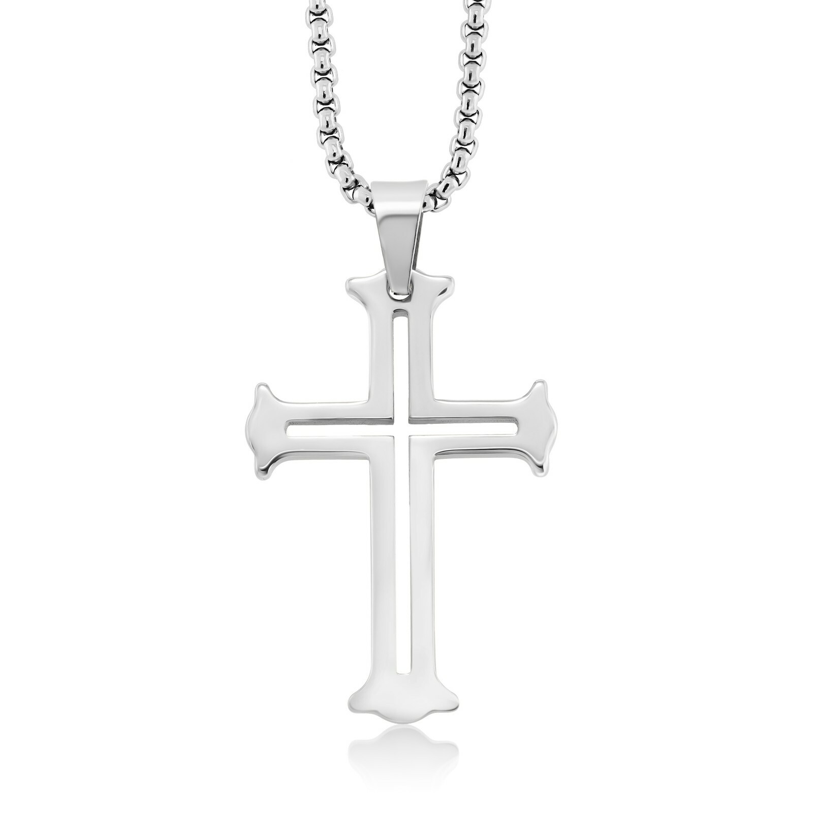 Cross Pendant – NEW Lightweight Polished Tungsten Carbide Cutout Cross Pendant