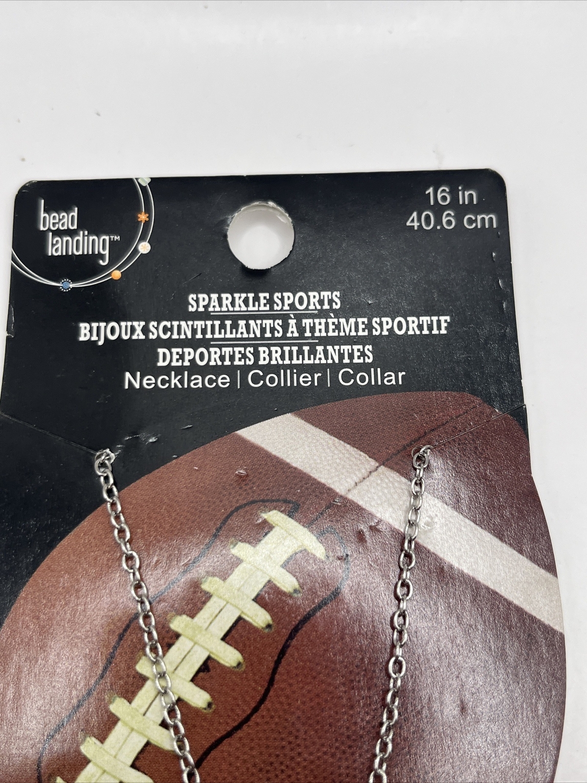 Bead Landing Football Necklace Sparkle Sports 16 inch Chain- Brand New
