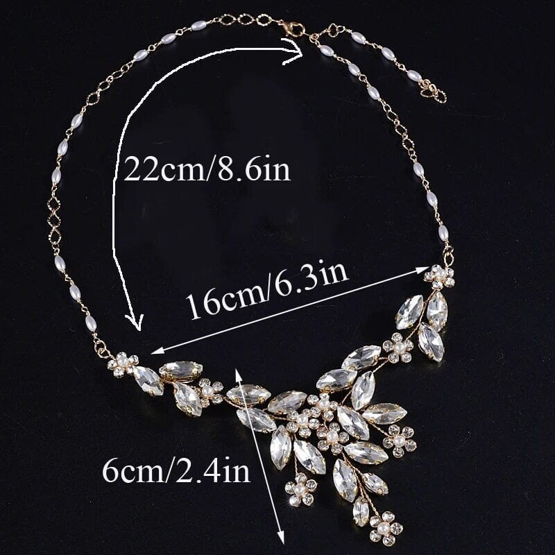 Wedding 3 PC Crystal Wire Jewelry Set, Bridal Floral Gem Necklace and Earrings