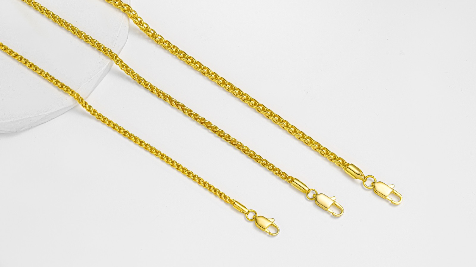 Stainless Steel Wheat Chain Necklace 2.5mm/3mm/4mm Silver Gold Jewelry for Men W