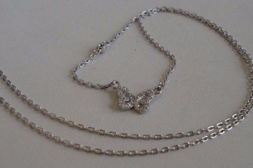 BUTTERFLY 925 STERLING SILVER NECKLACE PENDANT W/ .35 CT LAB DIAMONDS/18”