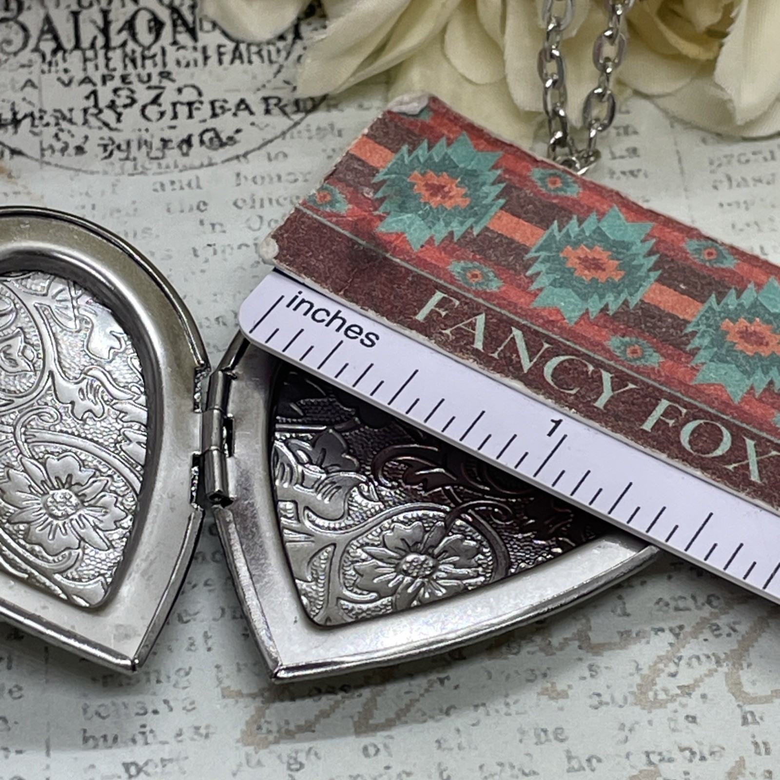 Heart Silver Black Red Locket Rose Gothic Necklace Photo Bride bridal wedding