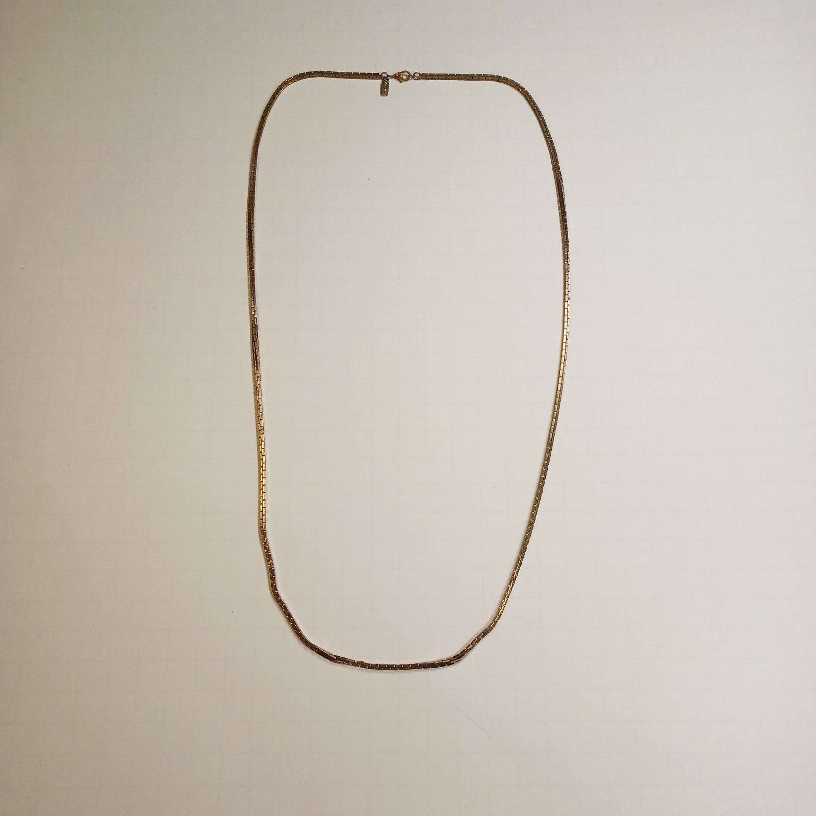 Vintage Monet Gold Tone Venetian Box Chain Necklace Long 31″