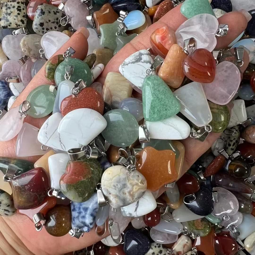 Natural Stone Pendants Multi Shape Color Random Crystal Agate Stone Charms for J
