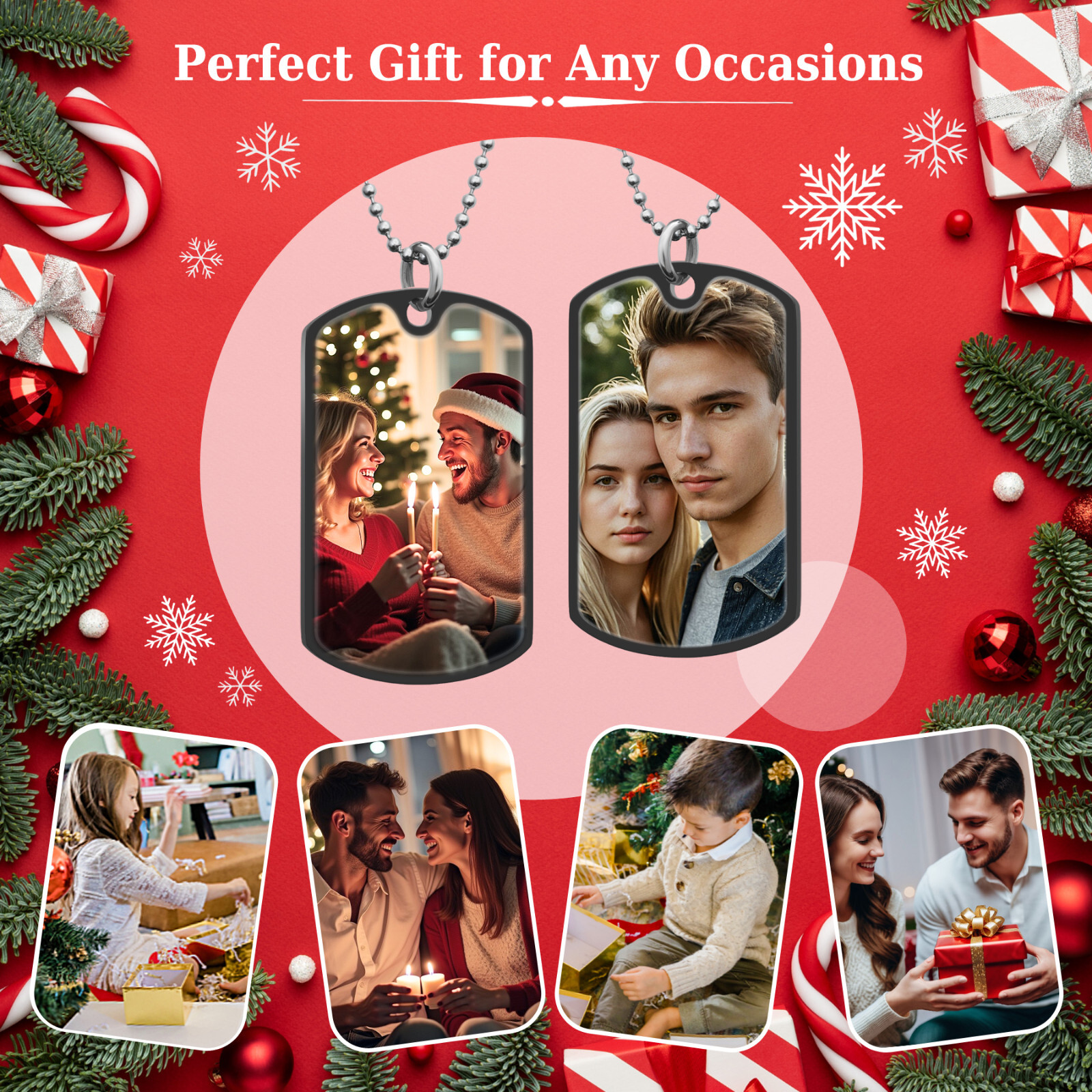 Personalized Full Color Photo Printing & Custom Calendar Date Dog Tag Necklace