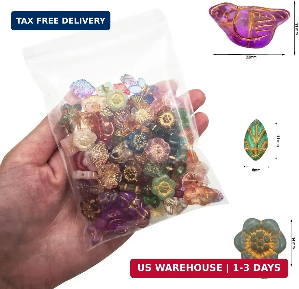 100pcs Crystal Glass Beads Gold Tracing for Jewelry Bracelet Necklace