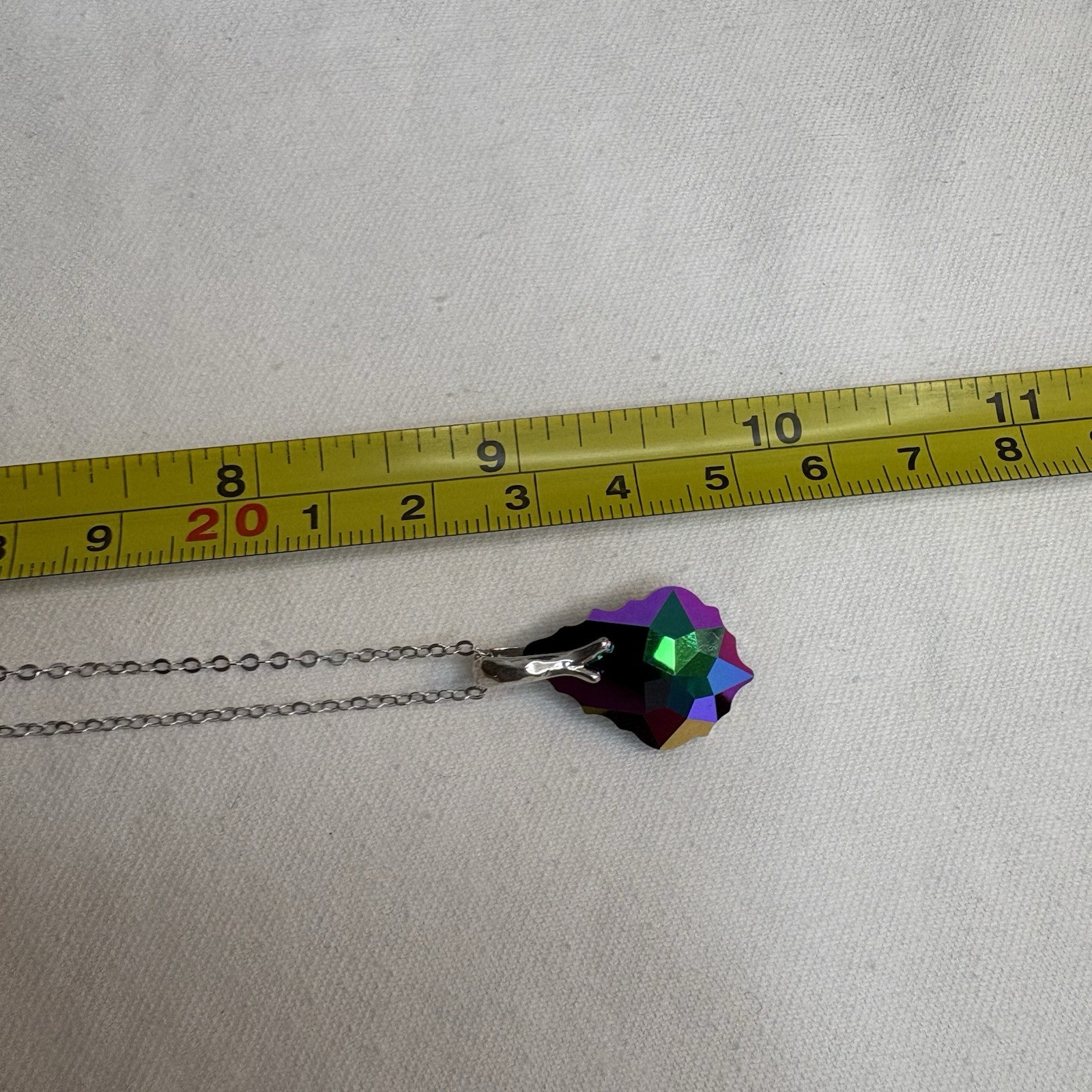 Vintage 925 Italy Aurora Borealis Crystal Necklace 4g