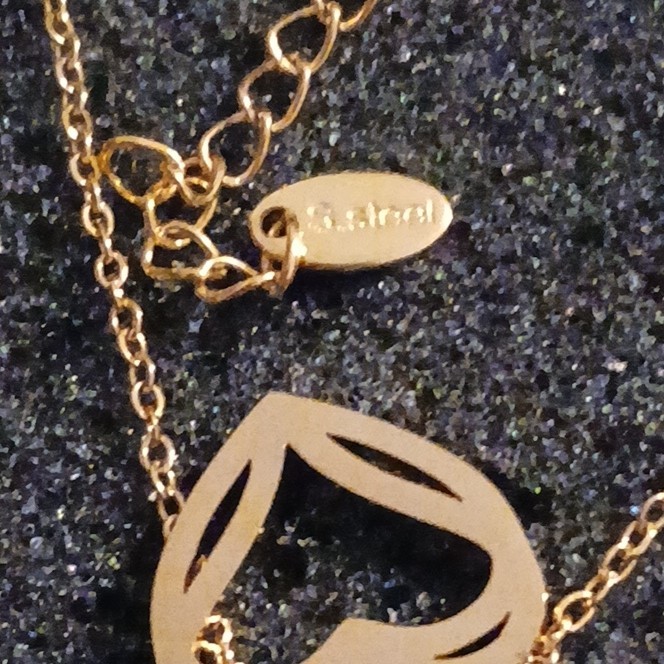 Gold Over S.Steel Heart Charm Necklace Crystal Pavé Cable Chain 1.5″ Adjustable