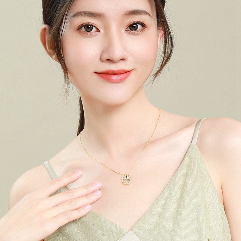 Magnetic Four Leaf Clover Heart Necklace Women’s Convertible Lucky Love Pendant