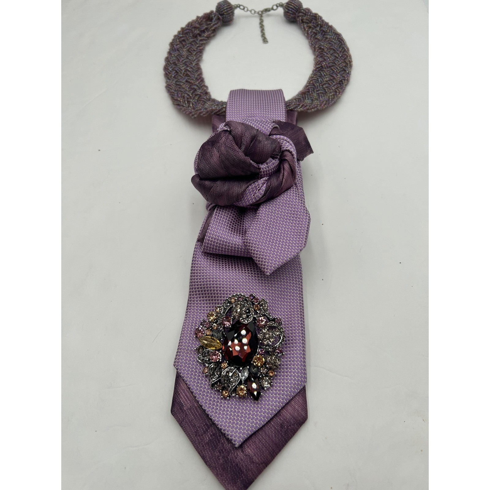 Calvin Klein & Banana Republic Upcycled Silk Tie Combo Rosette Brooch Statement