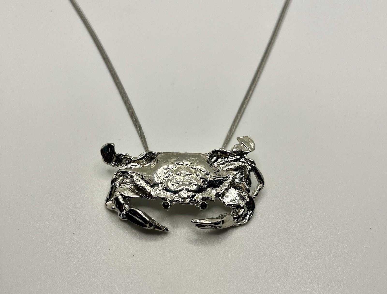Crab Necklace Rhodium Finish