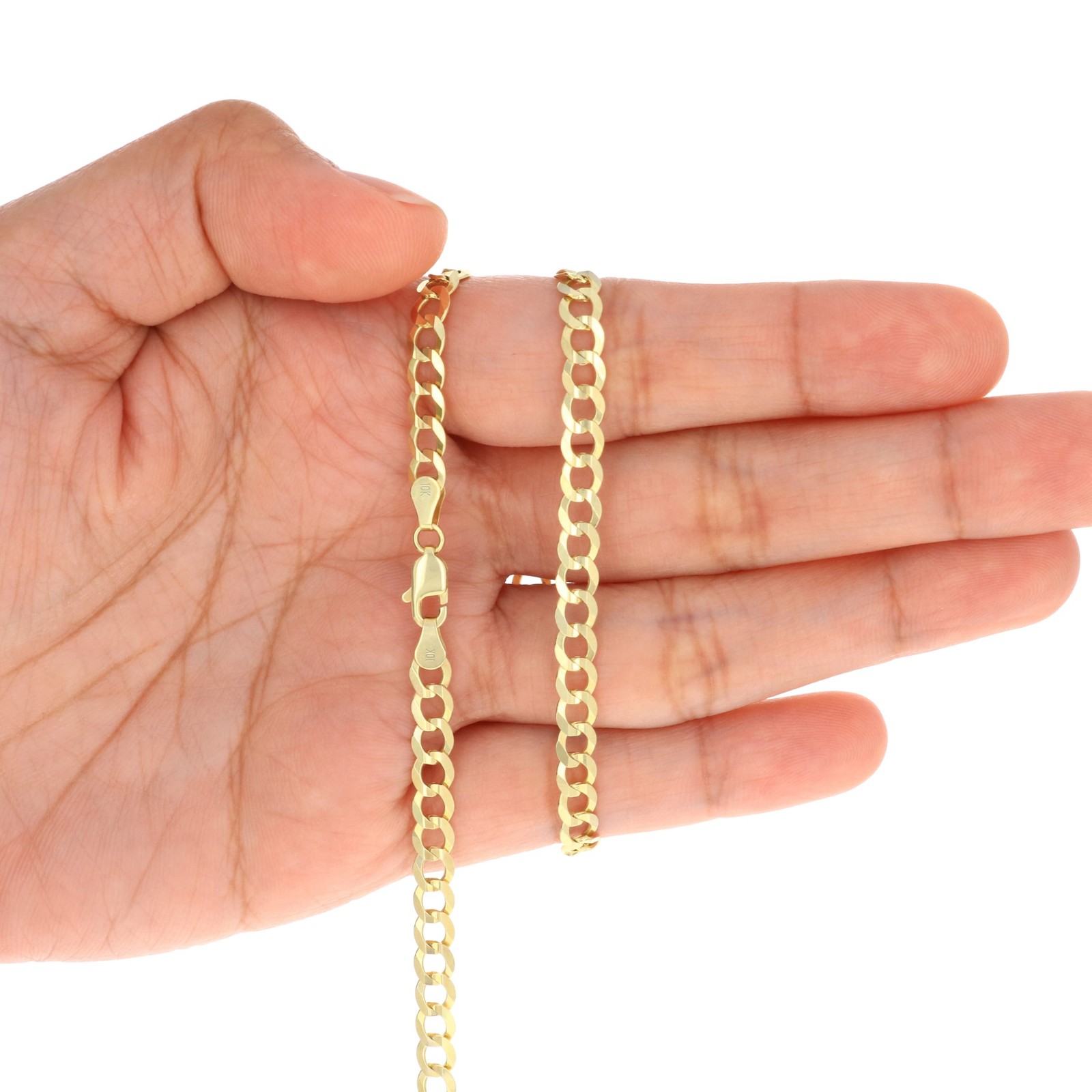 10K Solid Yellow Gold 5mm Cuban Curb Chain Link Bracelet Mens Womens 7″ 8″ 9″