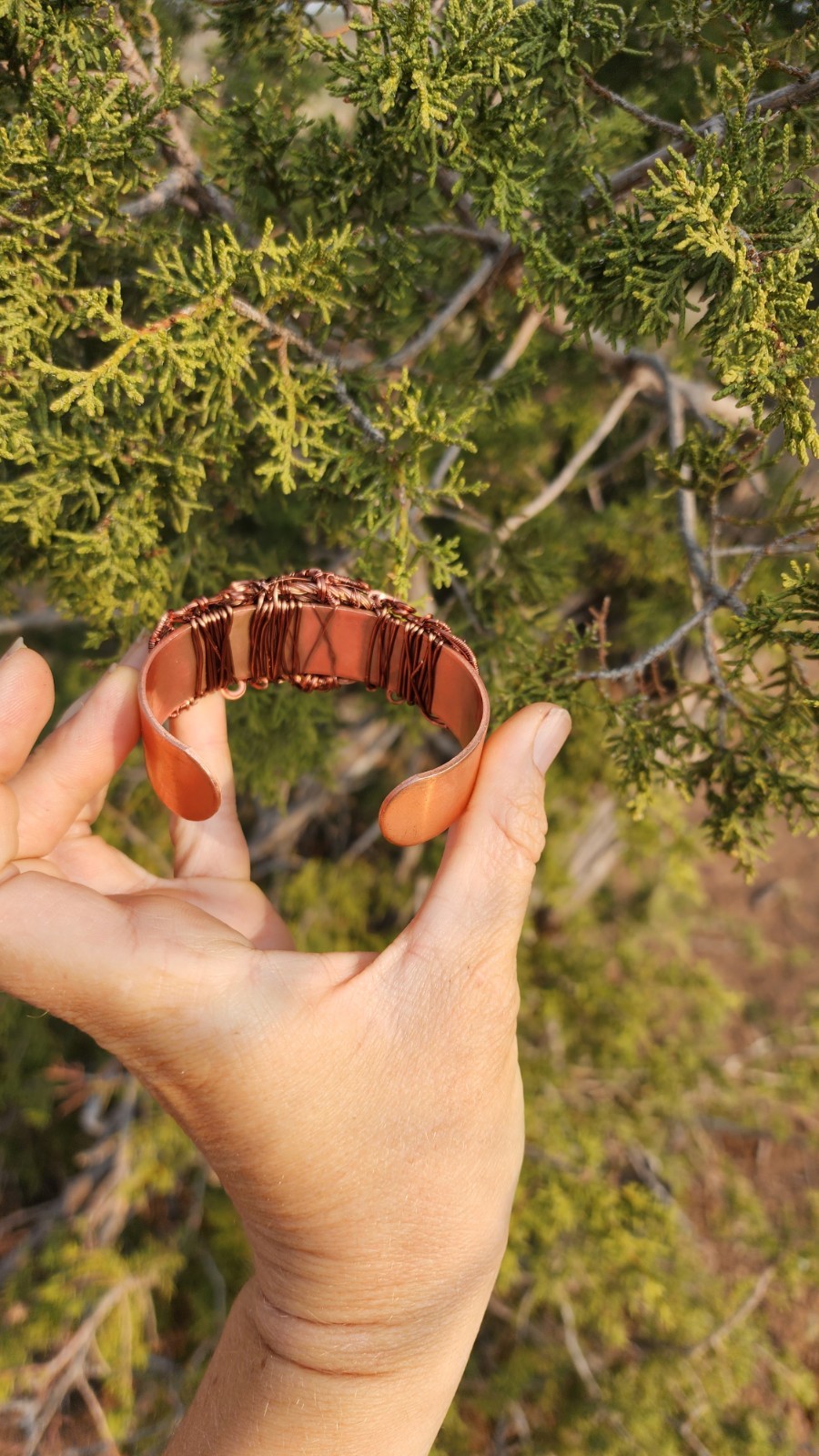 Wire Wrap Bracelet Copper Cuff Bracelet With Chrysacolla And Turquoise