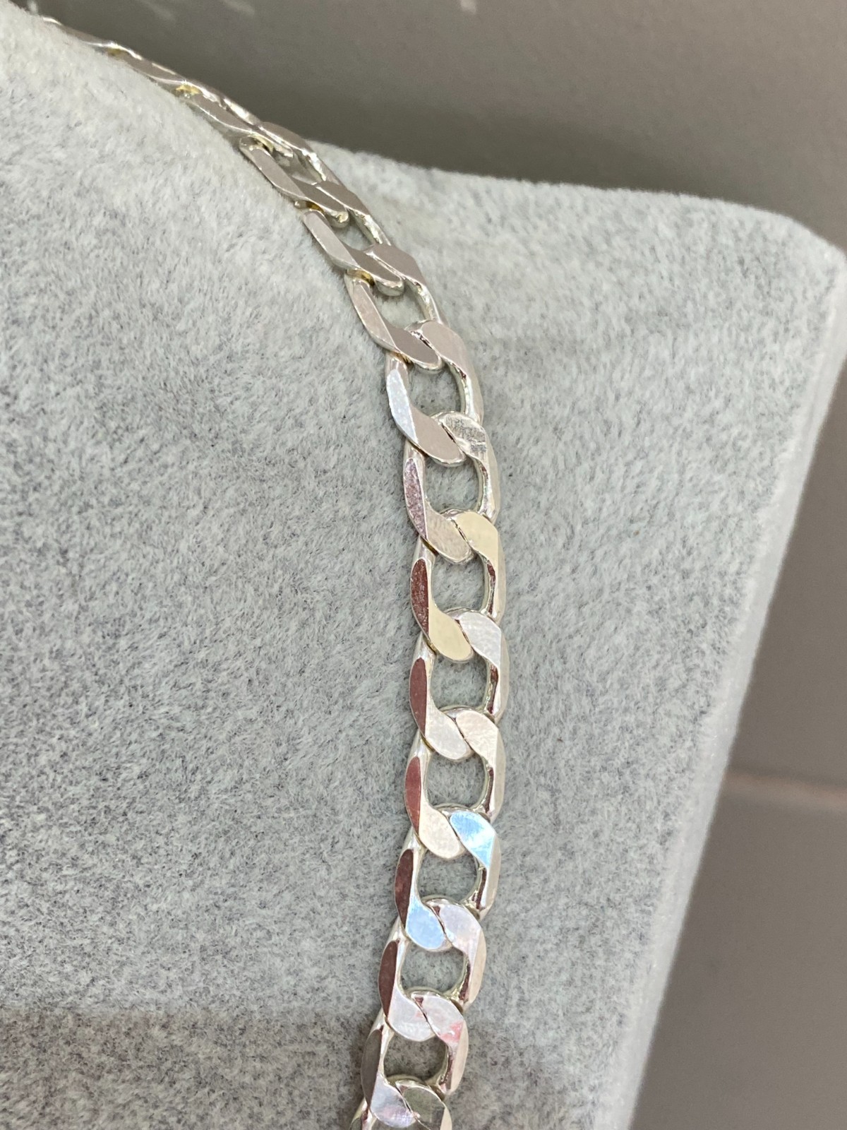 Mens Silver Plated Flat Curb Link Chain Necklace 20″ (50cm) 8mm Thick