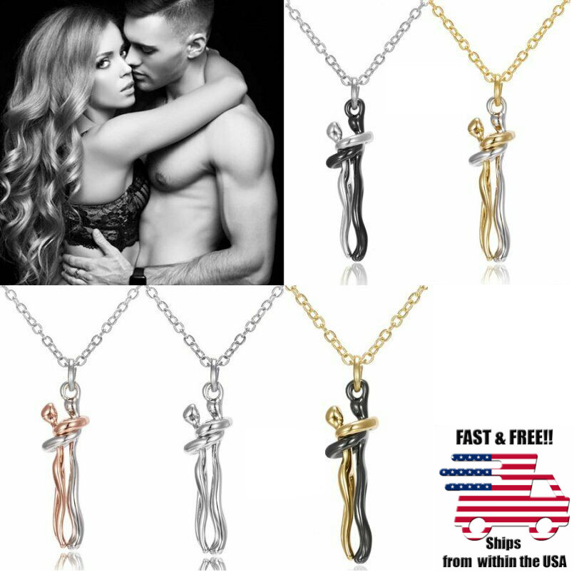 Affectionate Hug Couples Necklace Valentine’s Day Embrace Chain Unisex Jewelry