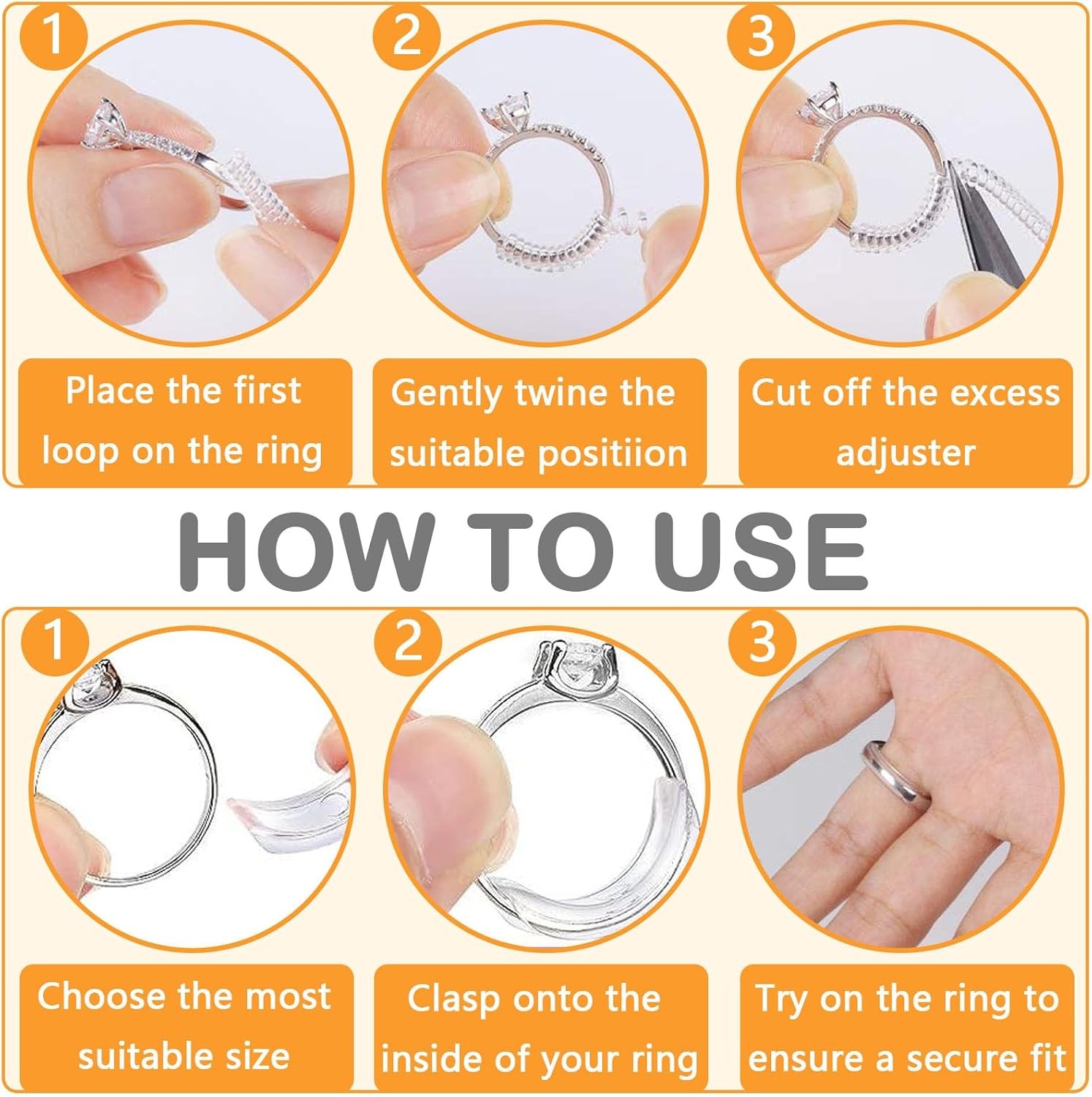 Ring Sizers for Loose Rings, 12 Packs Ring Guards & 1 Ring Sizer Belt, Ring Size