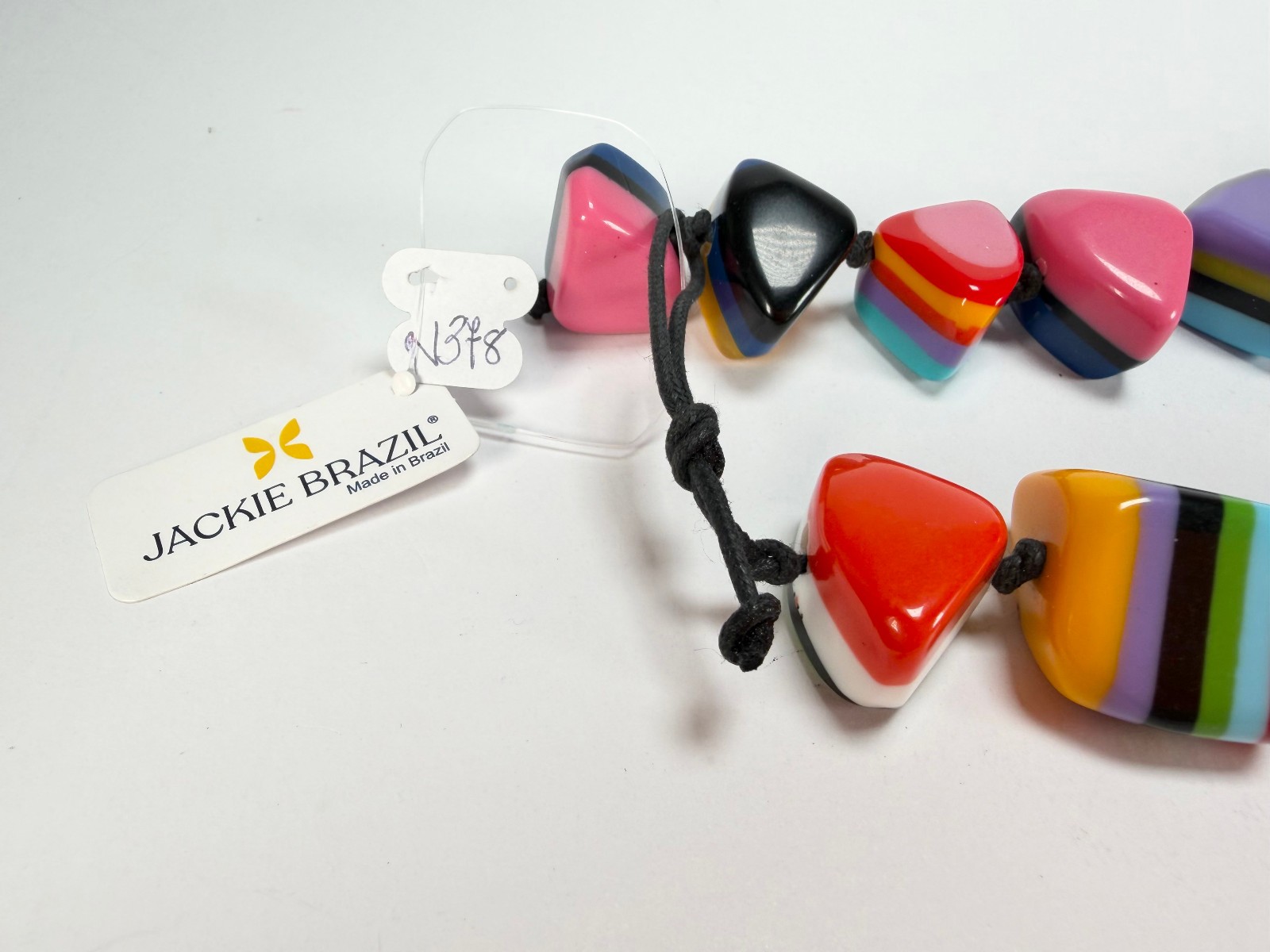 Jackie Brazil “Natural” Pop Art Large Stones 55cm Resin Necklace ( N0378 )