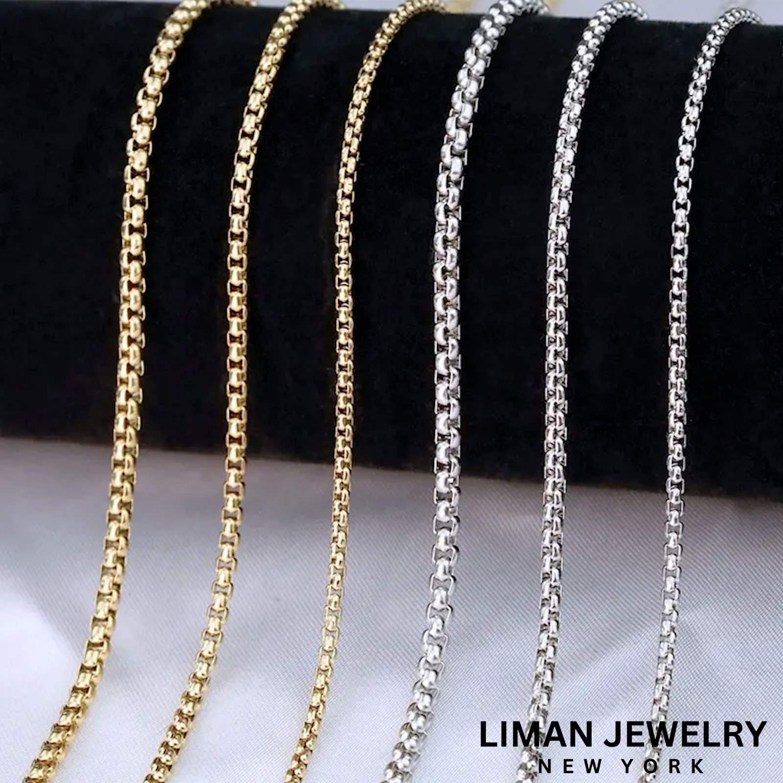 18K Gold Filled Stainless Steel 4MM ROLO Curb Cable Box Chain Necklace #44