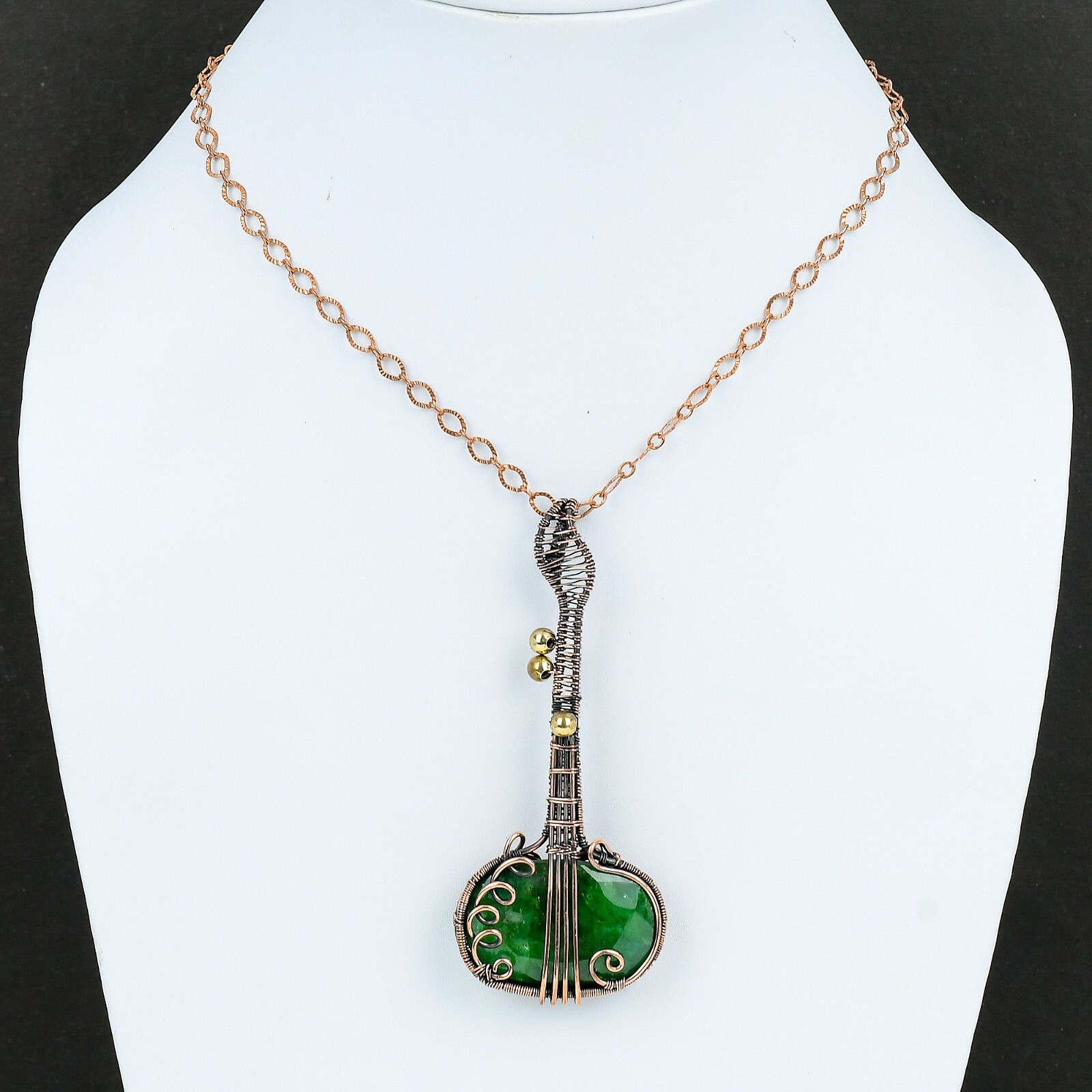 Gift For Her Wire Wrapped Pendant Dainty Guitar Pendant Copper Wire Jewelry 3.7″