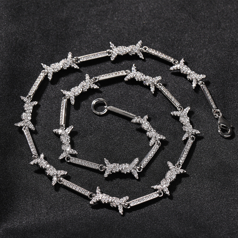 5A Iced Out CZ Chain Spiked Gold Plated Choker For Men Women Hip Hop Necklace