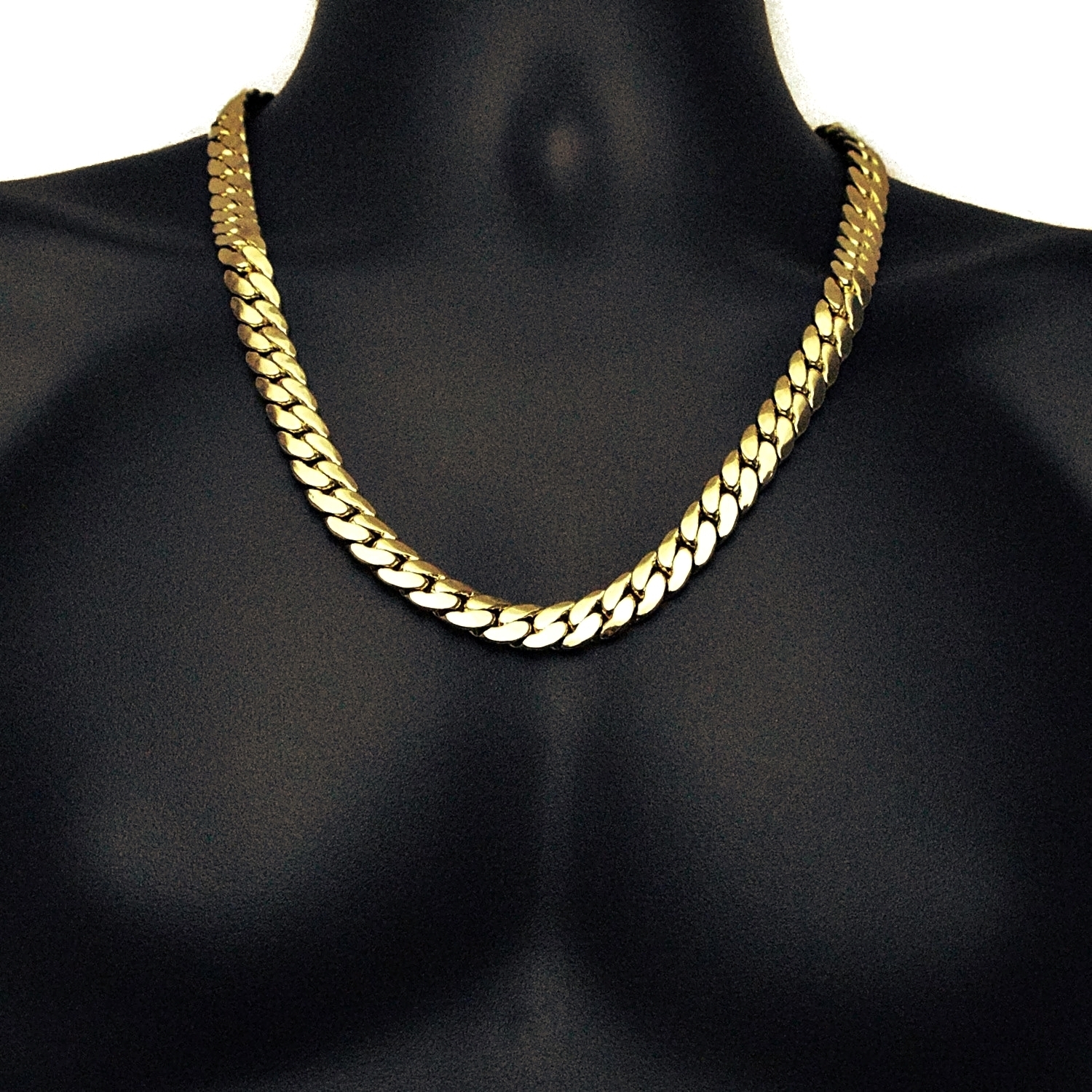 Miami Cuban Link Chain 14k Yellow Gold Plated 5-12 mm Wide 20″ 24″ 30″ Necklace