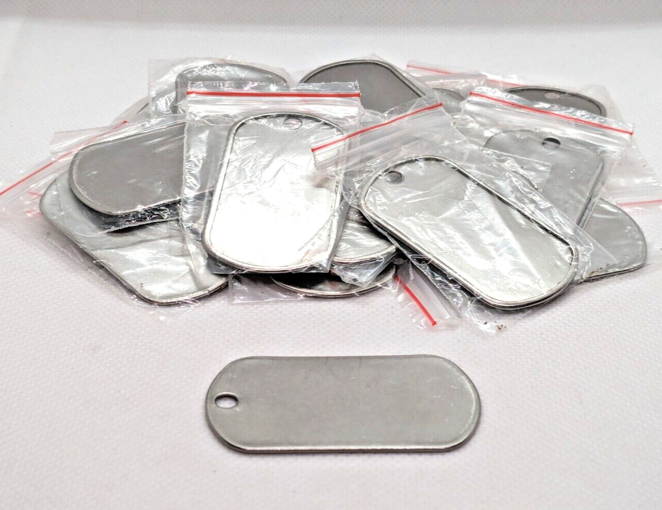 Lot of 30 Blank Plain Stainless Steel Dog Tags Pendant Matte Finish Jewelry