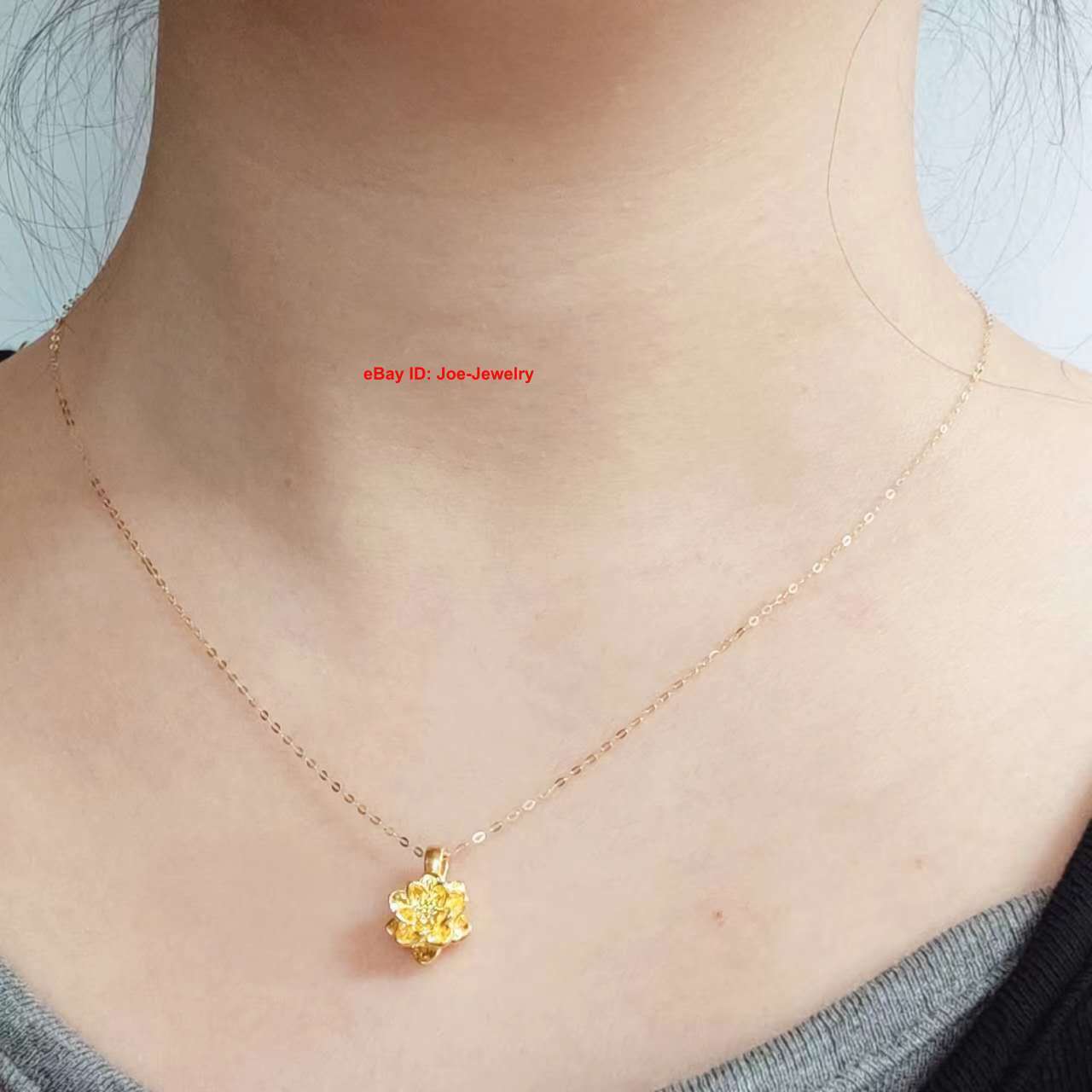 Real 18K Yellow Gold 1.1mm THIN Cable Link Chain Women’s Necklace 17.7inch