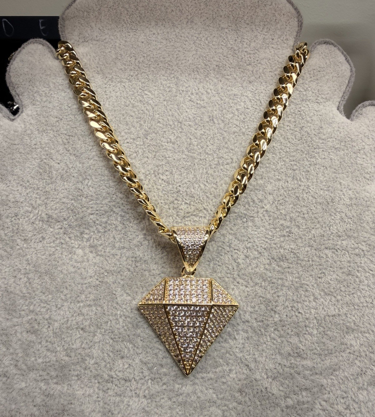 Gold Plated Pavé CZ Diamond Cuban Link Necklace