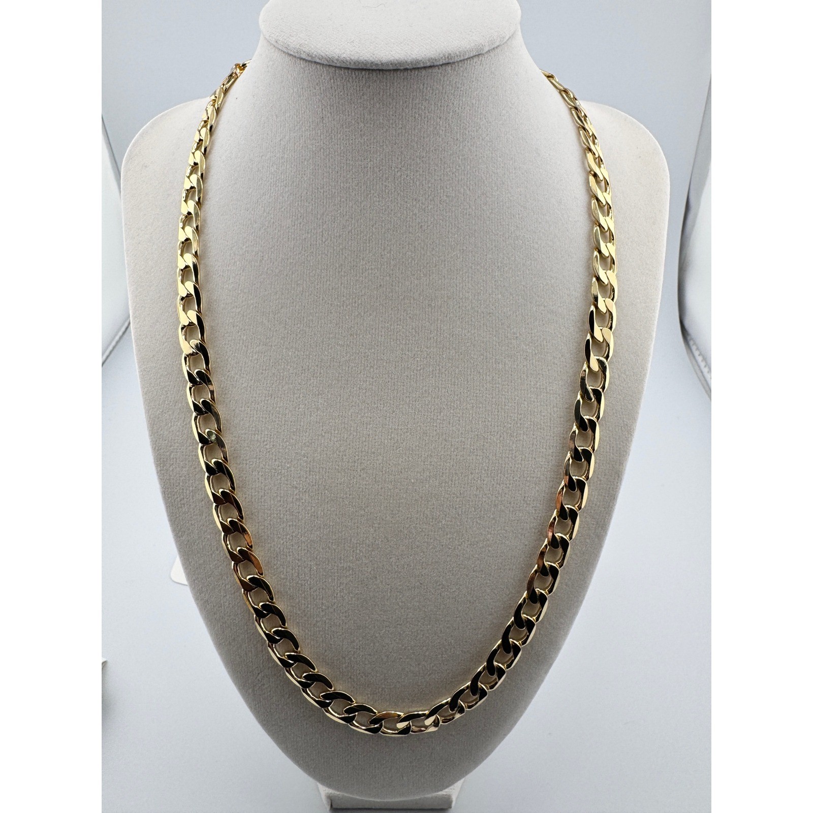 14k Laminated Gold Tone Curb Link Chain Necklace 24 Inch 8mm XP Lobster Clasp