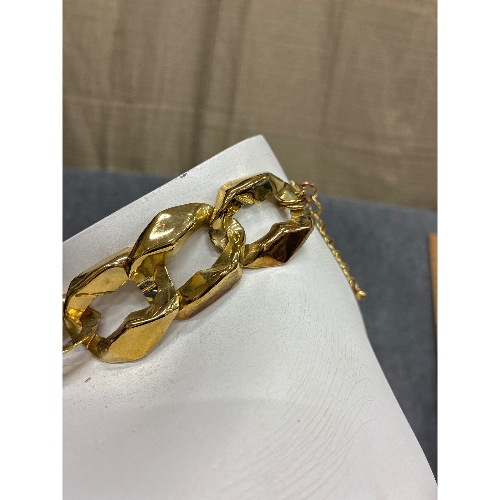 Gold Chunky Chain Statement Necklace Faceted Geometric Oversized Link Adjustable