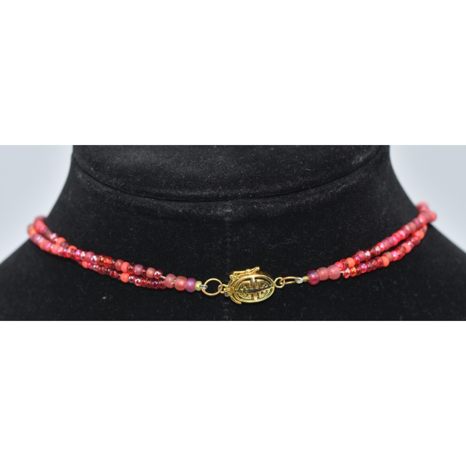 Bohemian Boho Hand Crafted Venetian Trade Bead Statement Necklace Lock Clasp