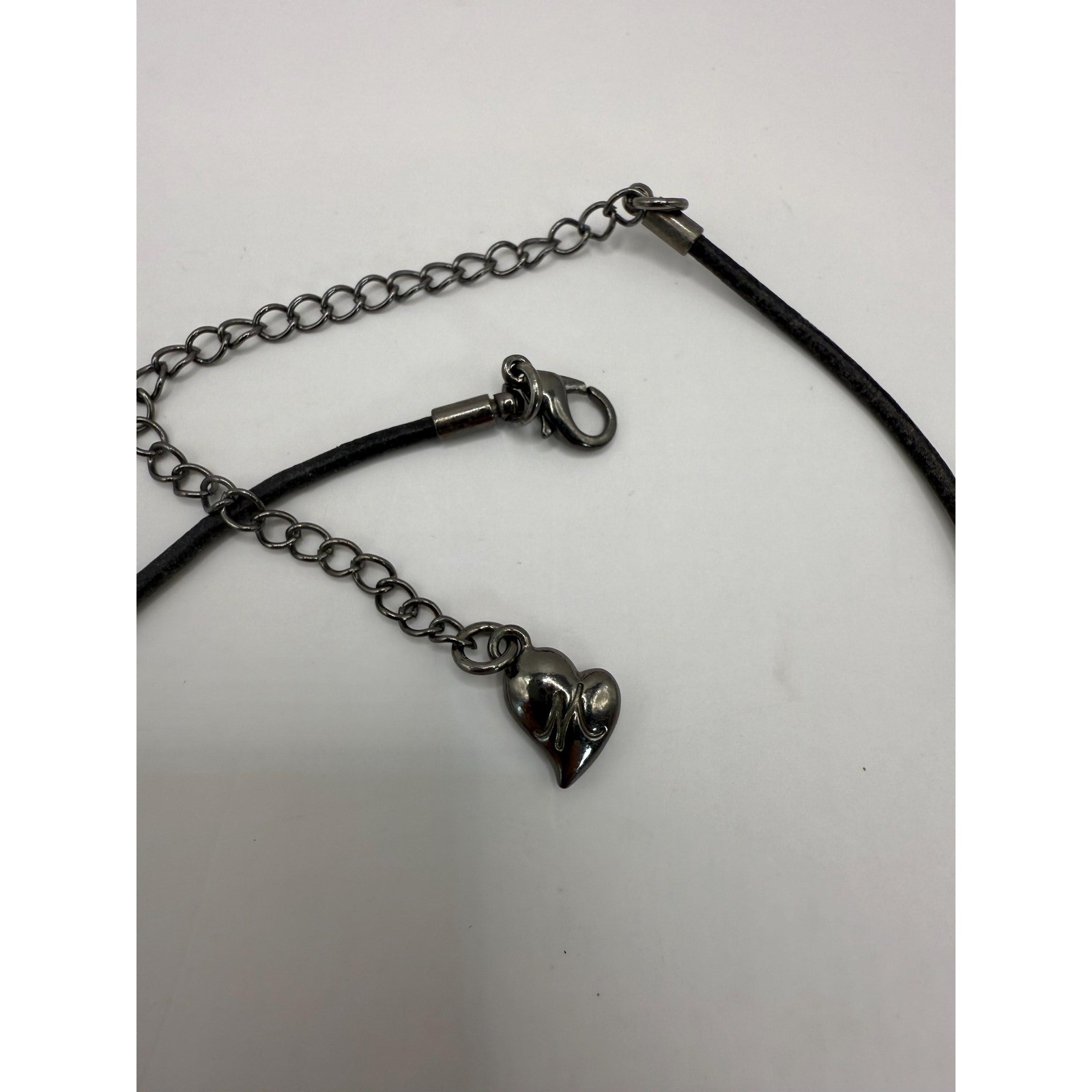 Two Tone Heart Pendant Necklace Black Cord Modern Statement