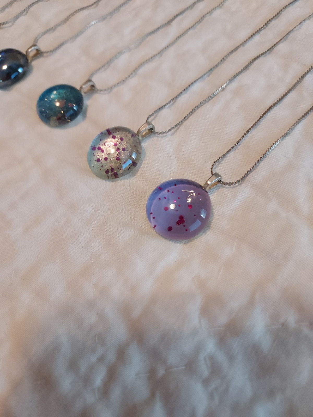 Lot Of 7 Handmade Glass Bead Necklaces Reseller Sparkle Marble w/ Chain NWOT