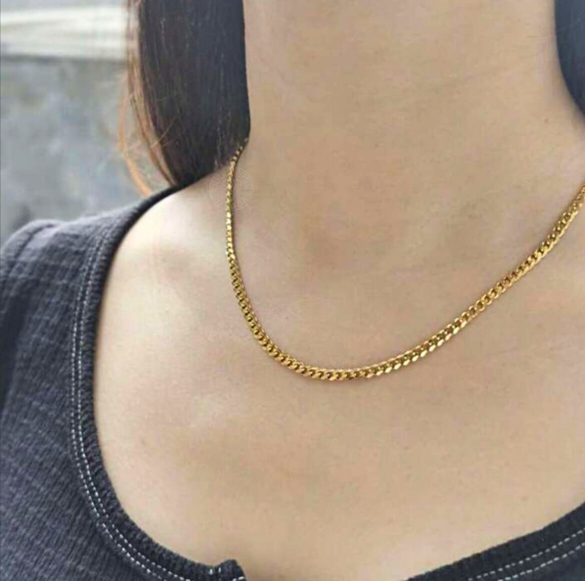 18K Gold Plated Cuban Link Chain Necklace Stainless Steel Curb 3.6–8mm 14–30in