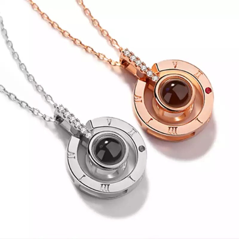I LOVE YOU In 100 languages Projection round shape Necklace For Memory Of LOVE