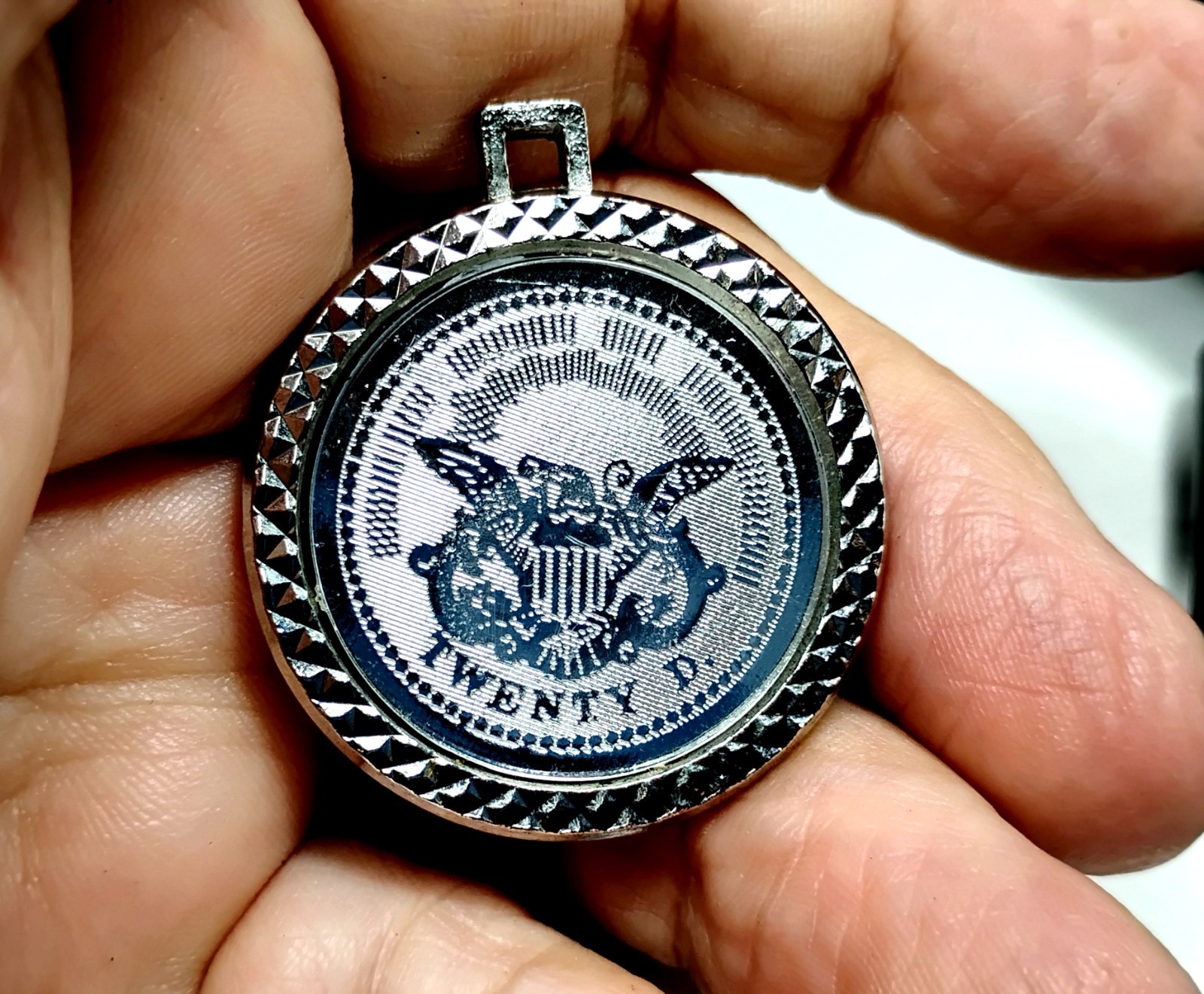 1776 Liberty Coin Replica Pendant Twenty D Silver Tone Medallion