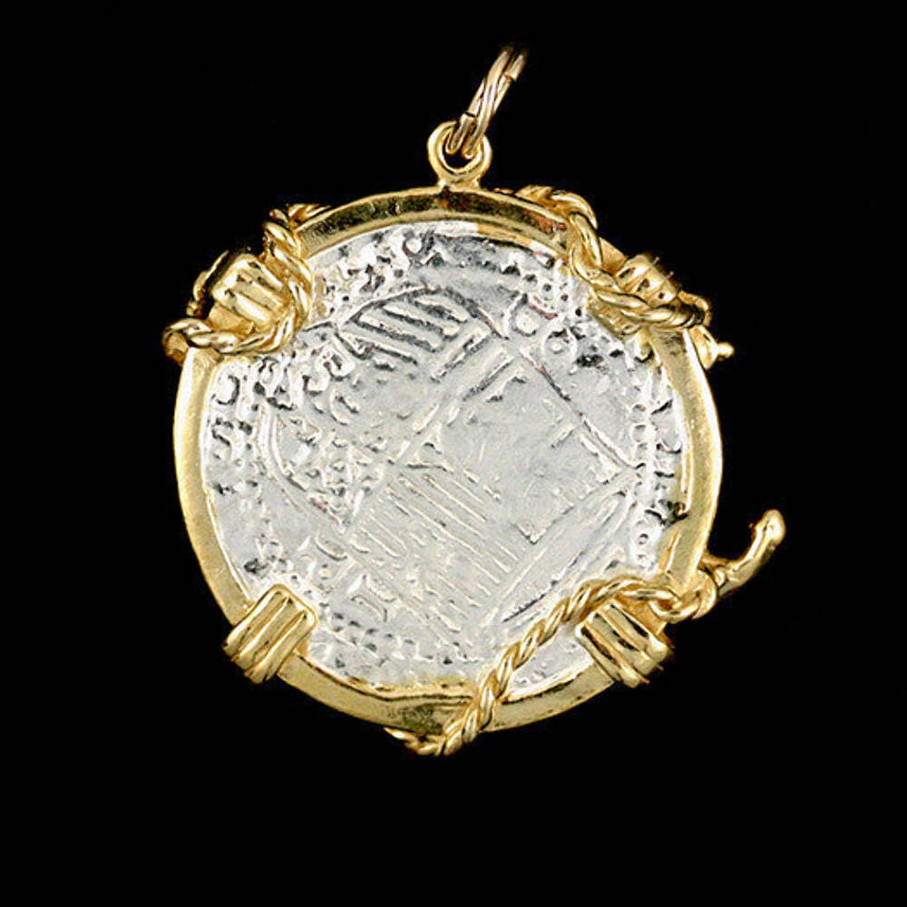 Atocha Sunken Treasure Jewelry – Medium Pieces of 8 Silver Anchor & Chain Coin