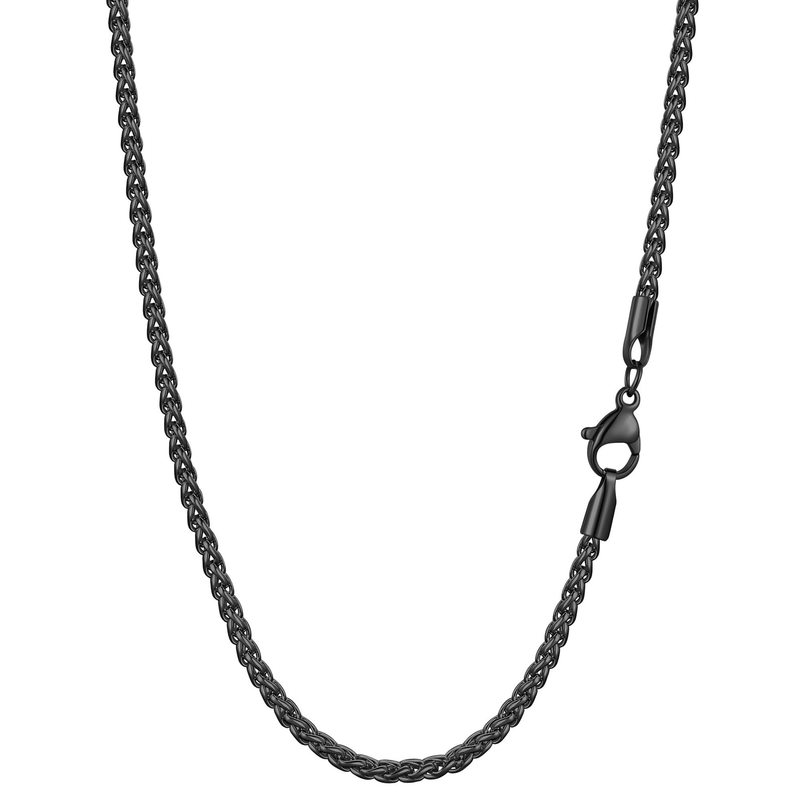 Black Chain Necklace for Men, 2.2mm Mens Necklace Chain, Stainless Steel Whea…