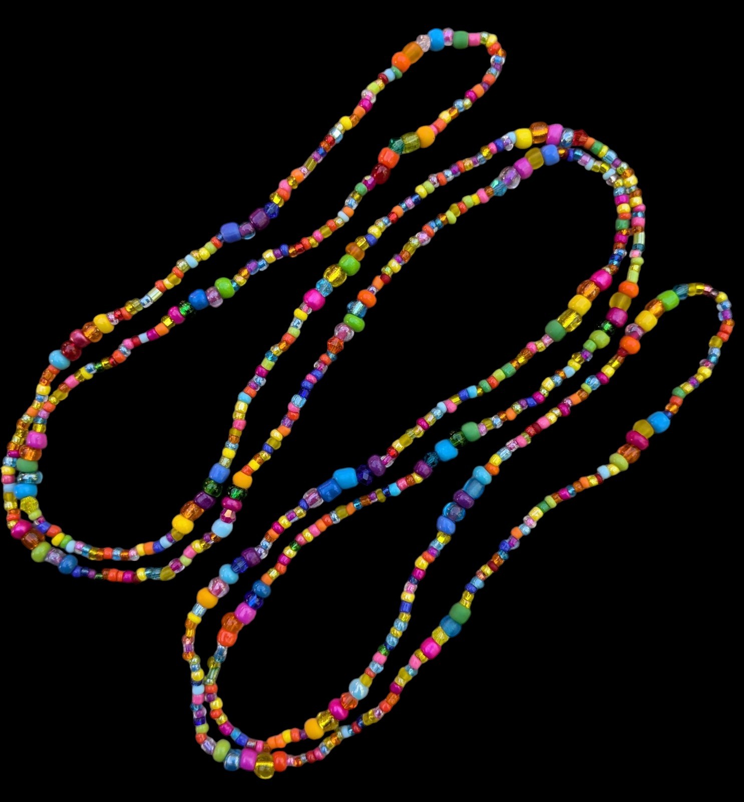 Handmade Colorful Glass Seed Love Bead Hippie Boho Long Wrap Necklace 48″