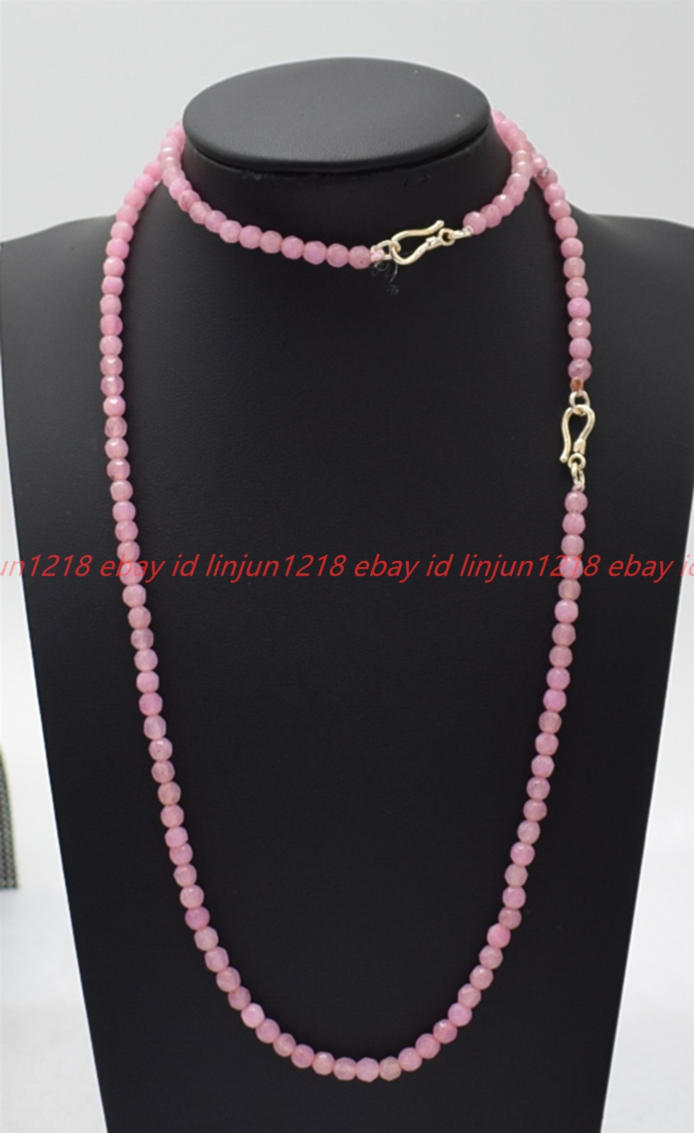 Natural 4mm Faceted Pink Jade Gemstone Rondelle Beads Necklace Bracelet 18/7.5in