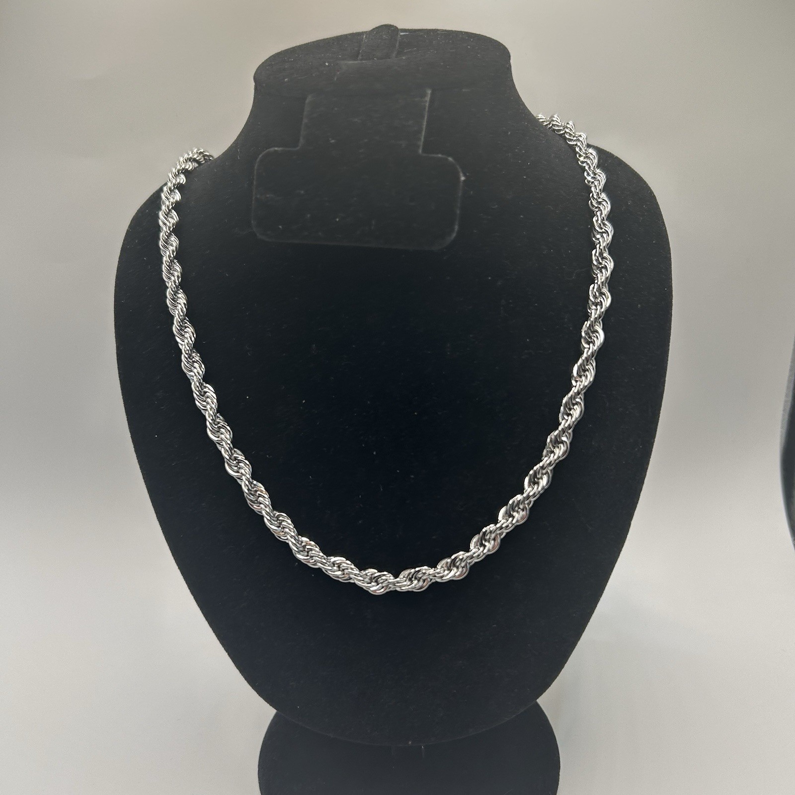 Real 925 Silver Rope Chain Plated Necklace 6mm 18 Inch Womens Dainty Pretty