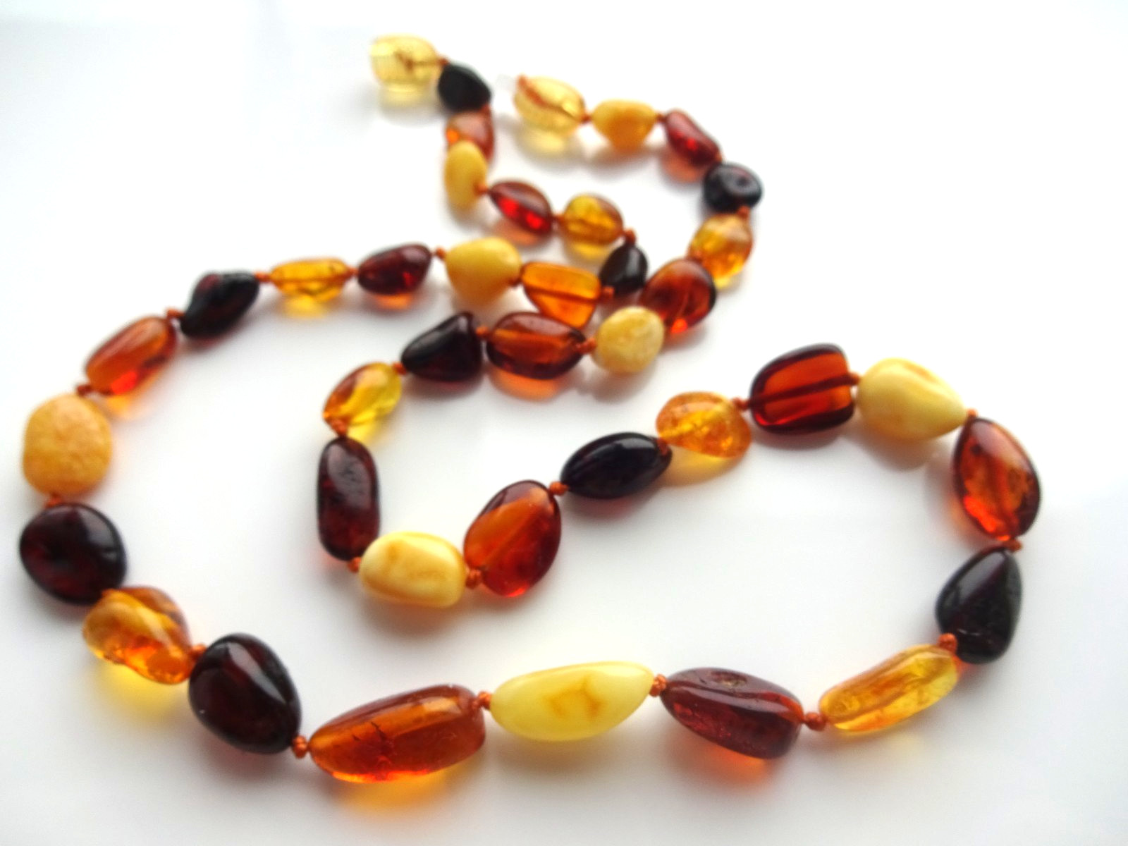 Genuine Baltic Amber Necklaces Polished Oval Multicolored Beads 46cm (18″)
